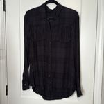 Rails  Dolly‎ Plaid Fringe Trim Button-Up Shirt in Onyx - L Photo 1