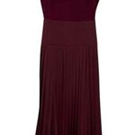 La Ligne Zelda Pleated Blend Open Back Midi Dress Burgundy Size 2 Red Photo 3