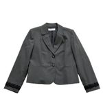 Tahari ASL Blazer Jacket Petite Charcoal Gray Black Lace Trim Career Size 12P Photo 6