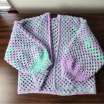 New Handmade Crochet Cardigan Open Front Sweater Premium Acrylic OS Purple Size undefined Photo 10