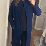 Blue long wool blend pea coat winter jacket! Size 6R! Photo 12
