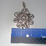 Vintage Flower Teardrop Rhinestone Silver Tone 2" Brooch Pin Photo 2