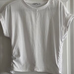 Sam Edelman  White Crew Neck Ruched Side Tie T-Shirt Photo 0