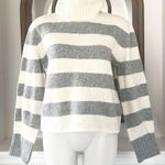Calvin Klein NEW Jeans Wool-Blend Turtleneck Sweater Cream/Grey Size L EXCELLENT Photo 0