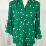 41 Hawthorne green tie bell sleeve floral blouse top size XS Photo 0