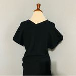 ZARA  New Black Long Round Neck Draped Short Sleeves Dress with Slit Size L Photo 14