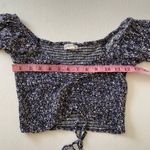 Aeropostale Aéropostale Blue Floral Ruched Crop Top S Puff Sleeve Drawstring Y2K Cute Blouse Photo 3