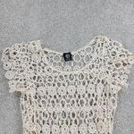 Bobeau  Womens Crochet Top S Cream Floral Open Knit Round‎ Neck Cropped Boho Photo 7