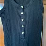 Aerie  Black Ribbed Tank Top with Button Detail Size XS Photo 2