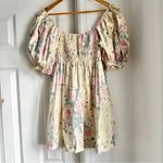 Selkie Hamptons Puff Sleeve Romper Butter Yellow Pink Size XL Photo 4