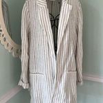 Rachel Zoe  Linen Blend Yarn Dyed Striped  Blazer Jacket Size M White Black Photo 0