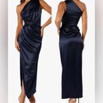 Petal and Pup NEW Nadia One-Shoulder Satin Maxi Navy Dress sz 4 Photo 0