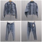 HappyxNature Women's Denim Jacket And Jeans Lot Acid Wash Jacket Size L Pants 32 Blue Size L Photo 1