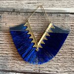 Brand New Blue Fringe Chevron Dangle Gold Tone Earrings Costume Jewelry Buy 3/$21 Photo 2