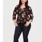 Torrid  Floral Animal Print Cropped Peplum 3/4 Sleeve Corset Top Size‎ 2X Photo 2