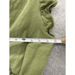 Fancyinn  Women's Blouse Cropped V Neck Solid Green Pleated Hem Size Medium Photo 5