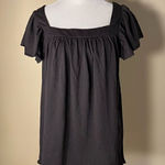 Chaser NWT! Black Flutter Sleeve Square Neck Tee Medium Photo 0