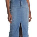 We The Free Free People Maddie Denim Midi Skirt with Front Slit Photo 0