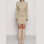 Abercrombie & Fitch Mock Neck Long Sleeve Mini Sweater Dress Beige Size Small Photo 3