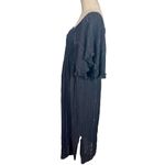 Farm Rio Anthropologie  Luiza Metallic Crochet Flutter Sleeve Maxi Dress Black Photo 7