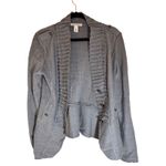 White House | Black Market Ruffle Cardigan Jacket – Gray, Size L Photo 1