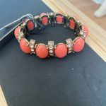 J.Crew NWT  coral stone bracelet with rhinestone spacers Photo 2
