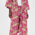 Print Fresh Womens Organic Cotton Bagheera Jungle Print Long Robe Pink Sz L/XL Photo 0