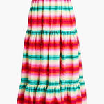J.Crew NEW Women Tiered Maxi Dress Stripe 4 Red Green Preppy Colorful Vacation Photo 0