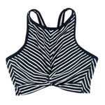Kona Sol  Black White Striped High Neck Racerback Swim Bikini Top Size Medium Photo 0