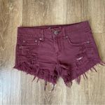 American Eagle  burgundy cut off jean shorts ~ stretch ~ women’s size 0 Photo 3