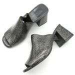 Jeffrey Campbell  Petra Block Heel Jelly Slide Black Glitter Sandal Womens Size 7 Photo 0