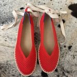 Rothy's  Boardwalk Espadrille Lace Up Flay‎ In Red Hot Size 9 Photo 1