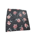 Vintage Floral Silk Scarf 20x20 Inches Black With Red & Pink Flowers Lightweight Photo 1