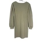 ZARA  Puff Sleeve V-Neck Textured Stretch Mini Career Dress S Olive Green #2983 Photo 5