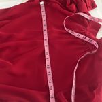 1. State New  top red long sleeved blouse button mock neck open back sheer bodice Photo 3