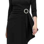 Eliza J Embellished-Side-Buckle Scuba Crepe Dress in Black, Size 6 Photo 0