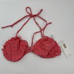 Good American  Lattice Edge Bikini Top In Grenadine Gingham Size Large NWT Photo 1