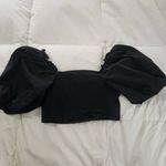 Jason Wu  Black Crop Top size Large black puff sleeve cotton Photo 3