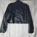 Romwe  Faux Leather Black Cropped Biker  Jacket Photo 5