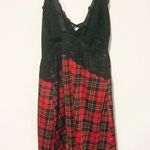 Torrid  Plus Size 1X Red Plaid Black Lace Chemise Bed Pajama Photo 3