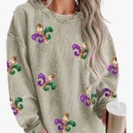 Ecosunny  Women's Green Glitter Mardi Gras Ribbed Loose menac culhiert Photo 2