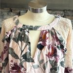 Kori Pink and Cream Ruffled Cut Out Blouse Photo 2