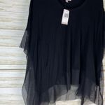 Philosophy NWT  Black Lace Trimmed Lightweight Boxy Poncho Shawl Photo 1