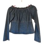Vintage Y2K Blue Denim Off Shoulder Blouse Womens 10 Jean Top Coastal Festival Photo 0