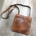 Patricia Nash Italian Leather Brown Old World Map Print Crossbody Bag Purse Photo 0