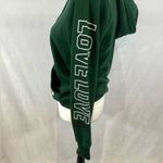 Roma Concept Green lace up front love print hooded sweatshirt size small Photo 3