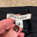 Alice + Olivia  Black Leather Trim Pants Size 4 Photo 2