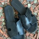 EUC Makis Kotris Greek black snakeskin H sandal gold studs 38 Size 8 Photo 0