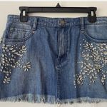 Free People FP Shine Bright Shine Far Medium Wash Denim Rhinestone Mini Skirt sz 4 NWT Photo 7