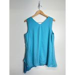 H by Halston  Woven Sleeveless Tunic with Pleated Detail Surf Blue Size 12 Photo 4
